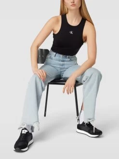 Calvin Klein Jeans Sneaker Aus Leder-Mix Mit Label-Details - Schwarz