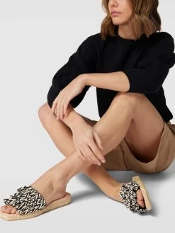 Schuh Traum 26 Espadrij Slides Mit Allover-Muster Modell 'Carré' - Schwarz