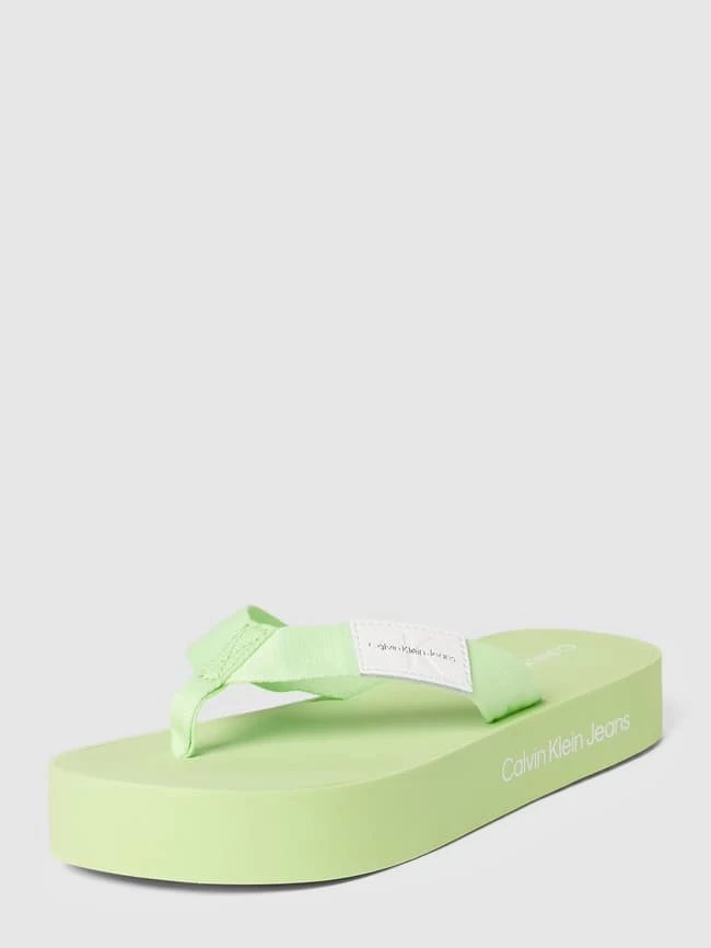 Calvin Klein Jeans Zehentrenner Mit Label-Details Modell 'FLATFORM' - Hellgrün 3 Calvin Klein Jeans Zehentrenner Mit Label-Details Modell 'FLATFORM' - Hellgrün