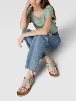 Birkenstock Sandalen Mit Dornschließen In Metallic - Hellgrau