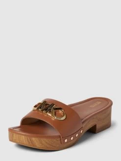 MICHAEL Michael Kors Pantoletten Aus Leder Mit Label-Details Modell 'PARKER' - Camel