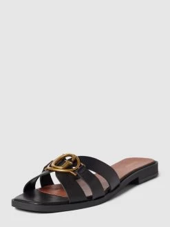 Guess Pantoletten Aus Leder Mit Label-Detail Modell 'SYMO' - Schwarz