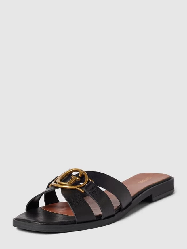 Guess Pantoletten Aus Leder Mit Label-Detail Modell 'SYMO' - Schwarz 3 Guess Pantoletten Aus Leder Mit Label-Detail Modell 'SYMO' - Schwarz