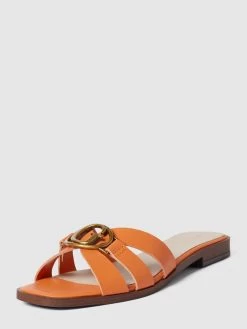 Guess Pantoletten Aus Leder Mit Label-Detail Modell 'SYMO' - Orange