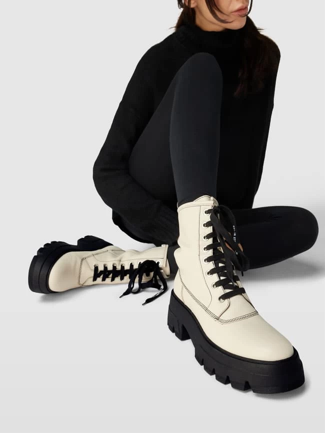 Marc O'Polo Schnürboots Mit Label-Details - Offwhite 3 Marc O'Polo Schnürboots Mit Label-Details - Offwhite